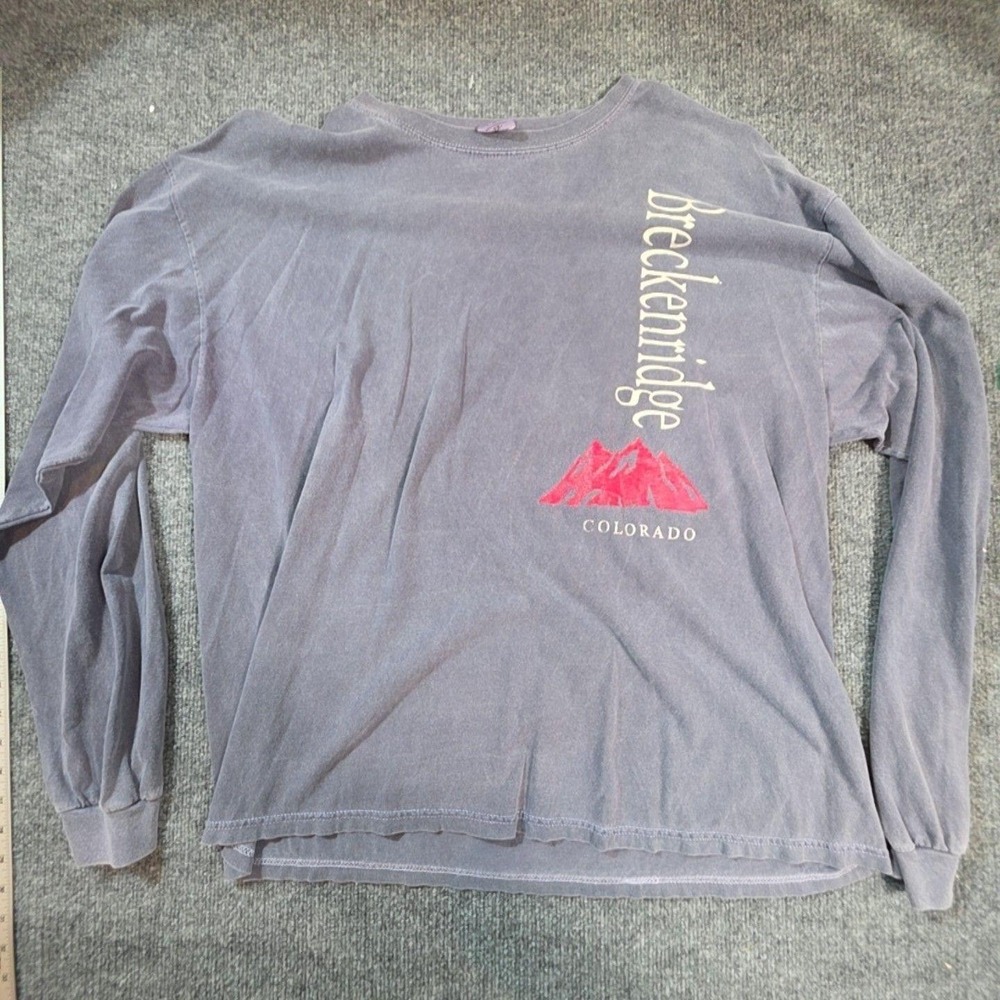 Breckenridge Colorado Shirt Mens 2XL Gray Long Sleeve Mountain Graphic Tee Top